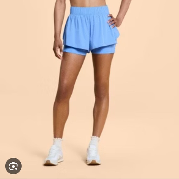 Women's Blogilates Blue Ruffle Athletic Shorts - Cool Blue Medium - Picture 1 of 6